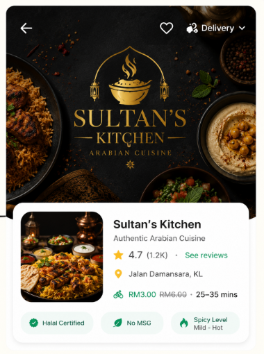 Restaurant branding on a delivery storefront